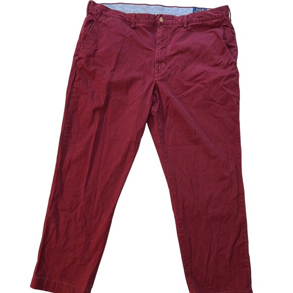Polo Ralph Lauren Stretch Straight Fit Chinos Red 40x30 Cotton Twill Oxford Band - Picture 1 of 5